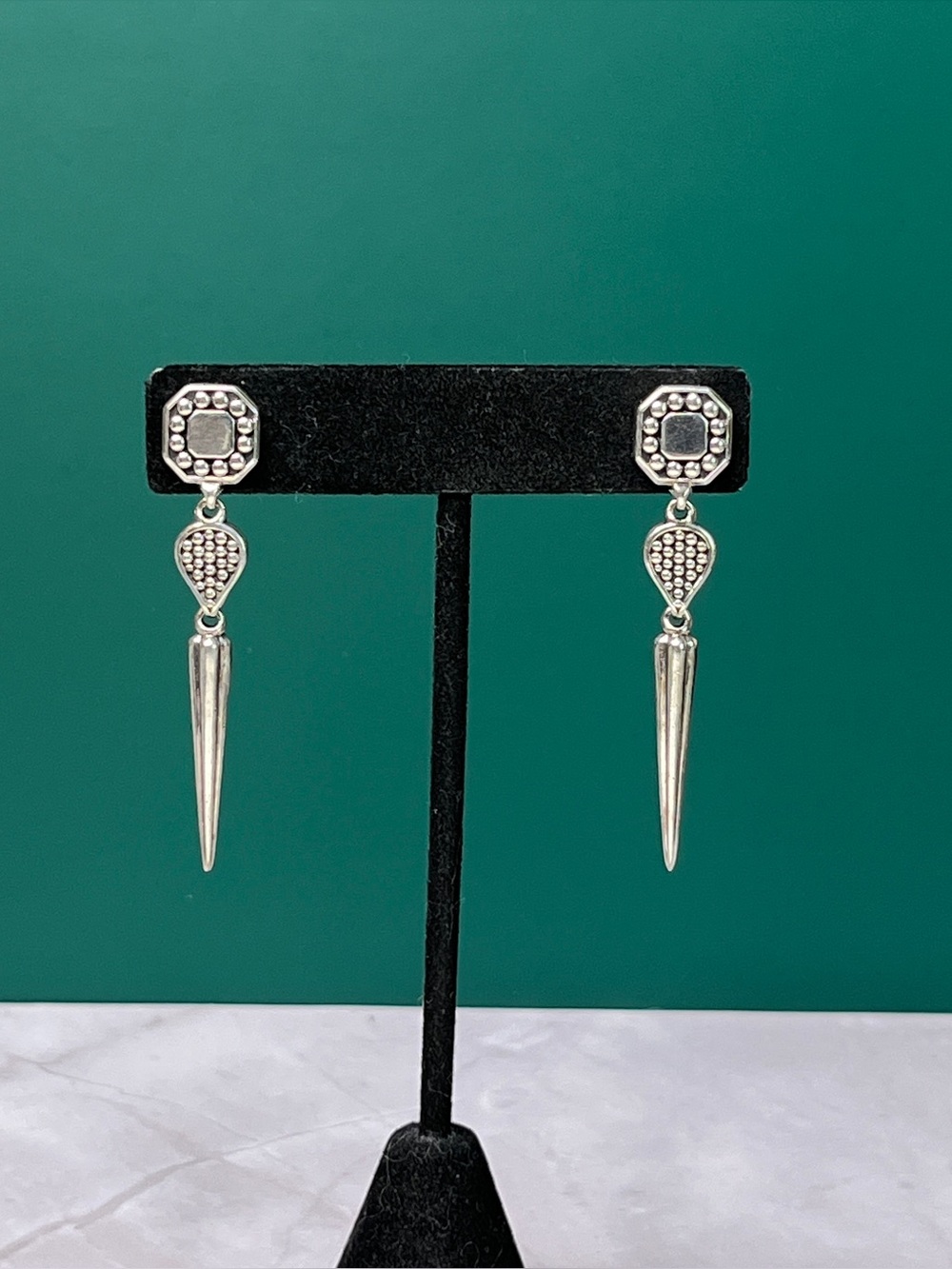 LAGOS Sterling Silver 925 Spike Dangle Drop Earrings Stud 14k Post